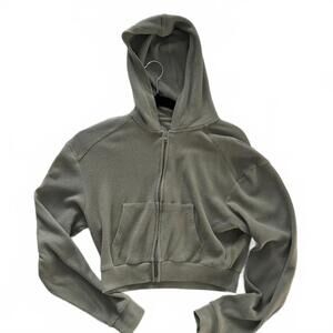 skims waffle cropped hoodie